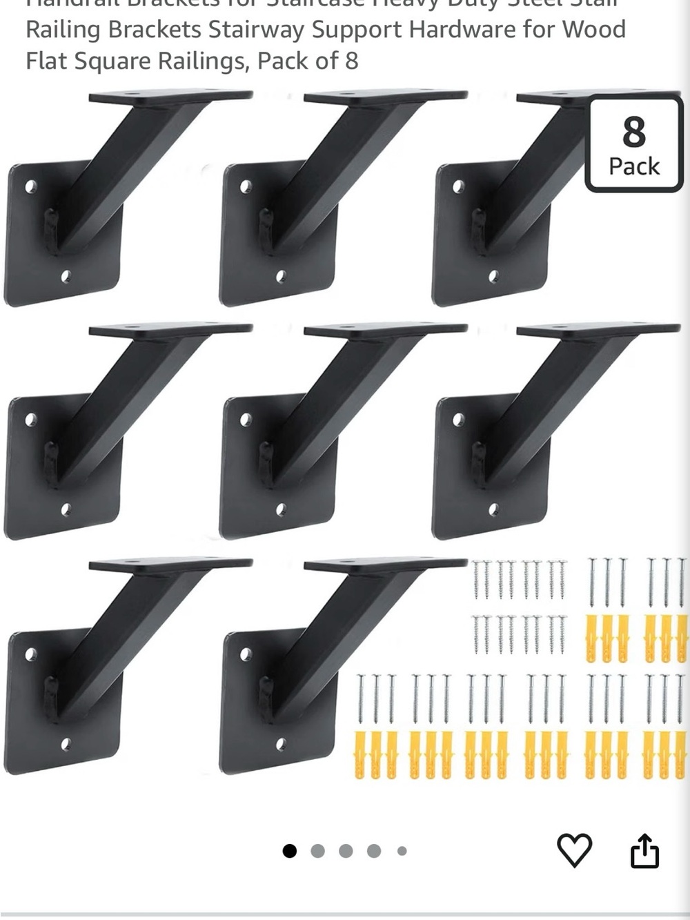 8-Pack Black Stair Bracket Handrail Support
